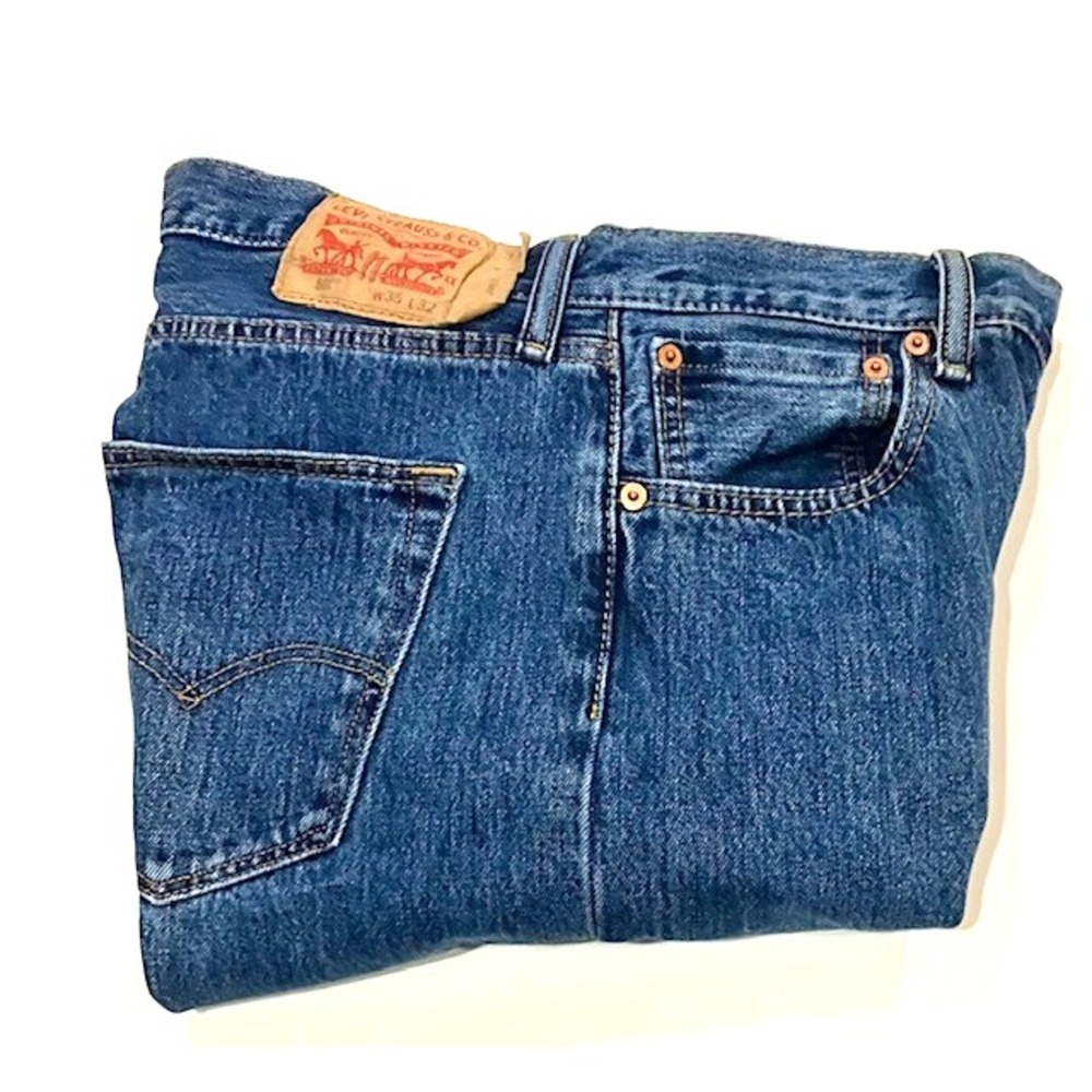 Levi's 501 Men's Blue Denim Straight Leg Jeans 35 X 32 (35 X 31) Medium Wash